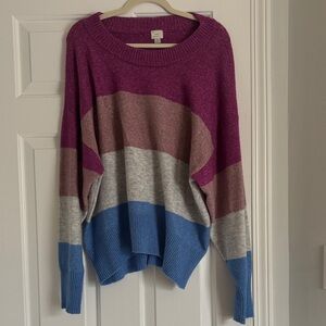 a new day Colorblock Crew Neck Sweater - Purple, Brown, Gray, Blue